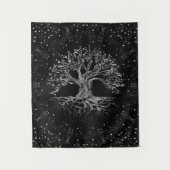 Lebensbaum, der Schwarz und Weiß Zeichne Wandteppich (Vorderseite)