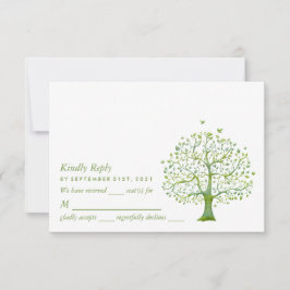 Lebensbaum, elegante Hochzeitskarte RSVP Karte