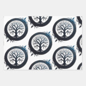 Lebensbaum in Blau Geschenkpapier Set (Vorderseite 3)