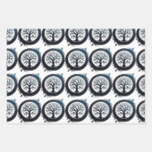 Lebensbaum in Blau Geschenkpapier Set (Vorderseite 2)