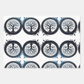 Lebensbaum in Blau Geschenkpapier Set (Vorderseite)