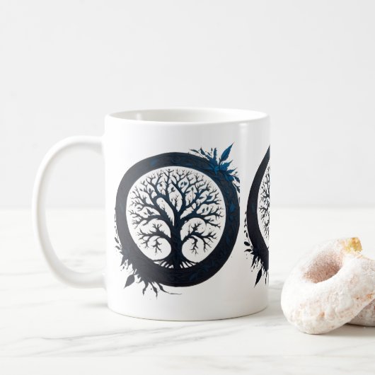 Lebensbaum in Blau Kaffeetasse (Mit Donut)