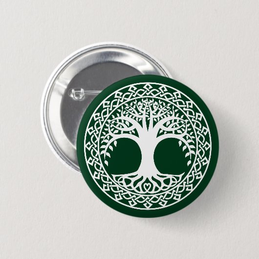 Lebensbaum in einem keltischen Zirkelmuster Button (Vorne & Hinten)
