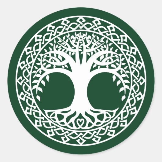 Lebensbaum in einem keltischen Zirkelmuster Runder Aufkleber (Vorderseite)
