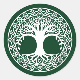 Lebensbaum in einem keltischen Zirkelmuster Runder Aufkleber
