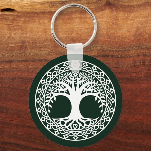 Lebensbaum in einem keltischen Zirkelmuster Schlüsselanhänger (Vorderseite)
