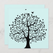 Lebensbaum in Schwarz und Weiß Einladung (Vorne/Hinten)