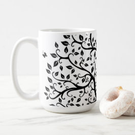 Lebensbaum in Schwarz und Weiß Kaffeetasse