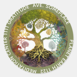 Lebensbaum | Jahreszeiten Runder Aufkleber