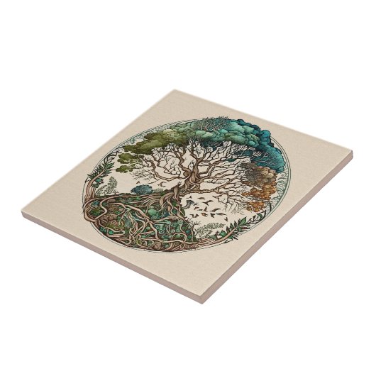 Lebensbaum, keltische Knochen Fliese (Seite)