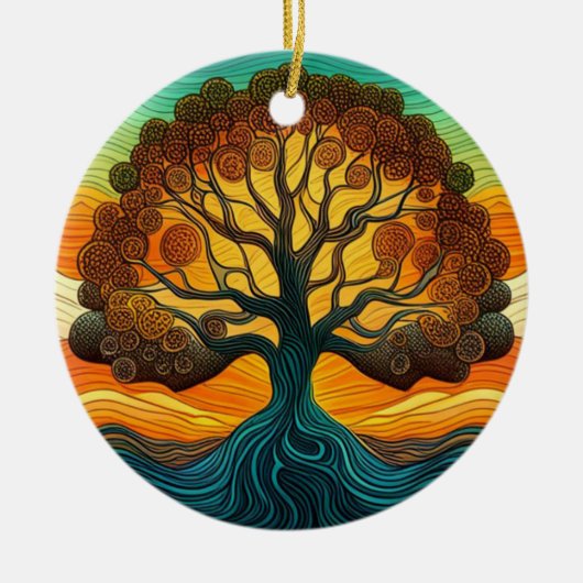 Lebensbaum Keramik Ornament (Vorne)