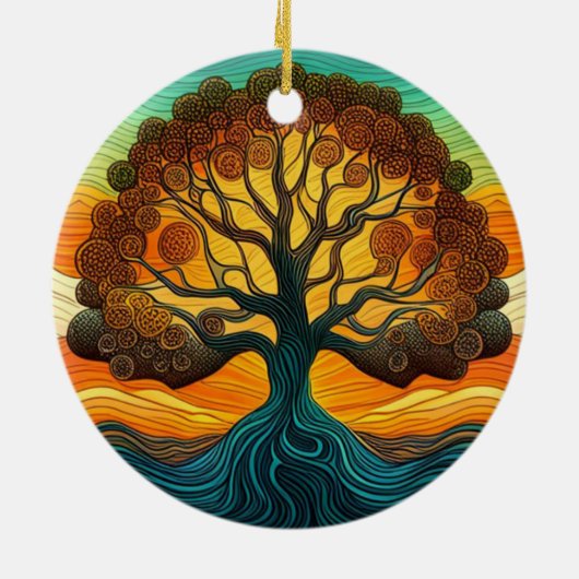 Lebensbaum Keramik Ornament (Hinten)