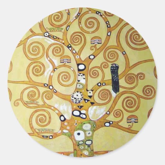 LEBENSBAUM - Klimt Runder Aufkleber (Vorderseite)