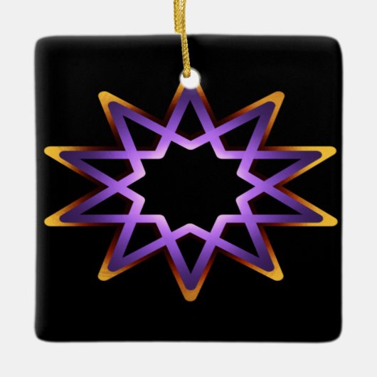 Lebensbaum Lila Orange-Sternzeichen Keramikornament (Vorderseite)