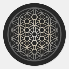 Lebensbaum mit Blume des Lebens - Silberversion Runder Aufkleber