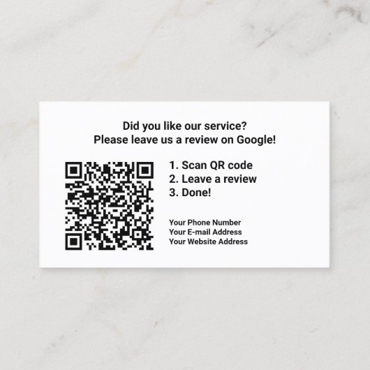 Lebensbaum mit Google Review mit QR Code Link Visitenkarte (Rückseite)
