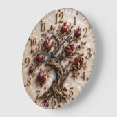 Lebensbaum mit Granatäpfeln | 3D-Reliefkunst Große Wanduhr (Winkel)