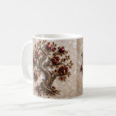 Lebensbaum mit Granatäpfeln | 3D-Reliefkunst Kaffeetasse (Vorderseite Links)