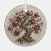 Lebensbaum mit Granatäpfeln | 3D-Reliefkunst Ornament Aus Glas (Vorderseite)