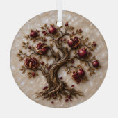 Lebensbaum mit Granatäpfeln | 3D-Reliefkunst Ornament Aus Glas (Rückseite)