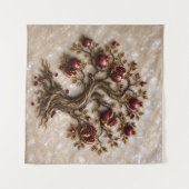 Lebensbaum mit Granatäpfeln | 3D-Reliefkunst Wandteppich (Vorderseite (Horizontal))