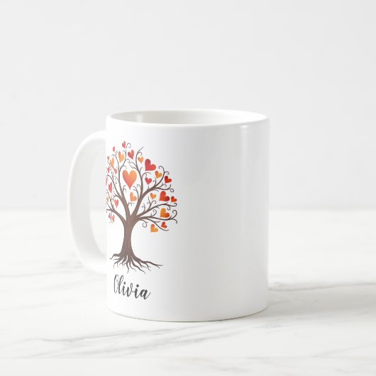 Lebensbaum mit herzförmigen Blätter Kaffeetasse (Vorderseite Links)