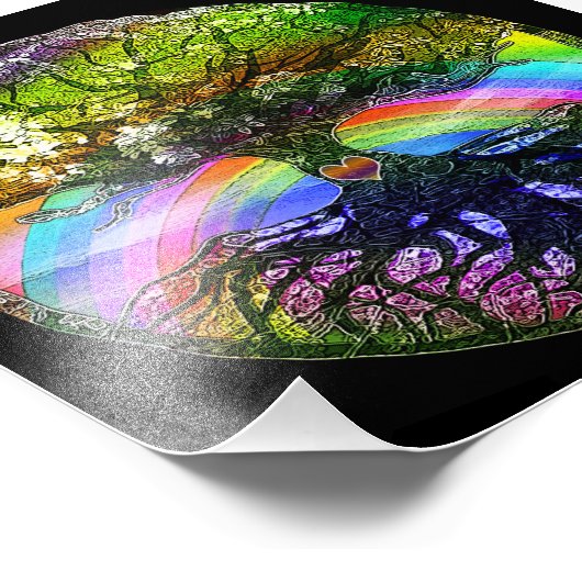 Lebensbaum mit Regenbogenherz Fotodruck (Ecke)