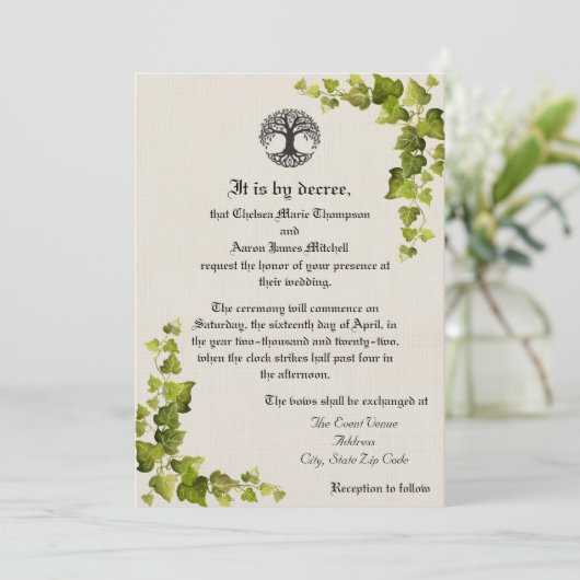 Lebensbaum Mittelalterliche Einladung (Stehend Vorderseite)