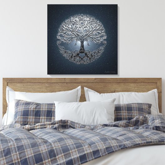 Lebensbaum Nova Blue Leinwanddruck (Insitu (Schlafzimmer))