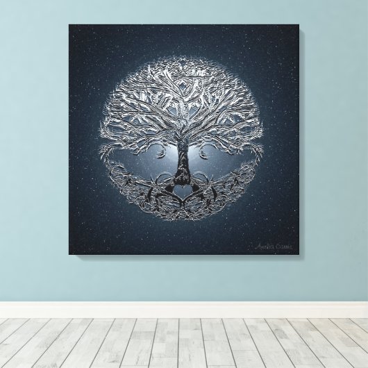 Lebensbaum Nova Blue Leinwanddruck (Insitu (Holzboden))