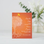 Lebensbaum Orange Bat Mitzvah Save the Date (Stehend Vorderseite)