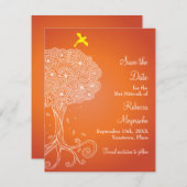 Lebensbaum Orange Bat Mitzvah Save the Date (Vorne/Hinten)