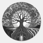 Lebensbaum Postkarte Runder Aufkleber (Vorderseite)