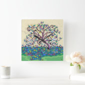 Lebensbaum Quadratische Wanduhr (Zuhause)