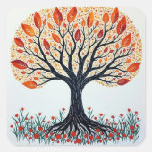 Lebensbaum Quadratischer Aufkleber (Vorderseite)