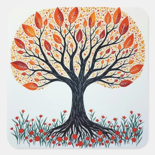 Lebensbaum Quadratischer Aufkleber (Vorderseite)