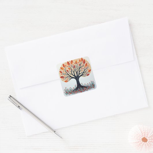 Lebensbaum Quadratischer Aufkleber (Umschlag)