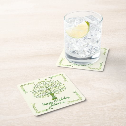 Lebensbaum Rechteckiger Pappuntersetzer (Vor Ort)