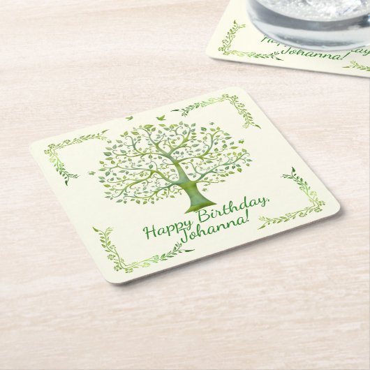 Lebensbaum Rechteckiger Pappuntersetzer (angewinkelt)