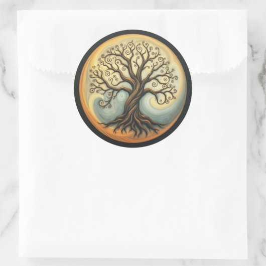 Lebensbaum Runder Aufkleber (Tasche)