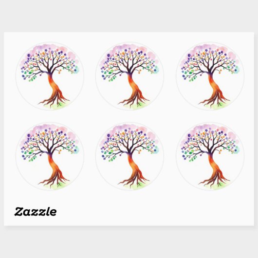 Lebensbaum Runder Aufkleber (Blatt)