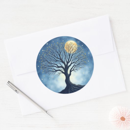 Lebensbaum Runder Aufkleber (Umschlag)