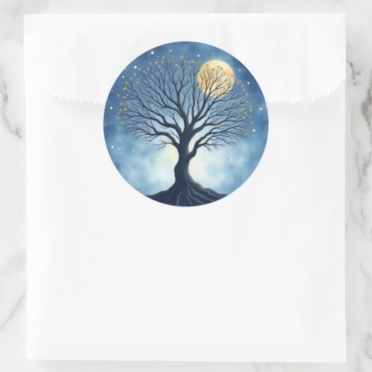 Lebensbaum Runder Aufkleber (Tasche)