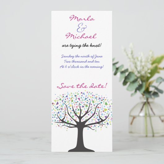 Lebensbaum Save the Date Einladung Hochzeit (Stehend Vorderseite)