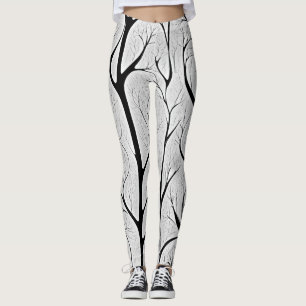 Lebensbaum schwarz & weiß leggings