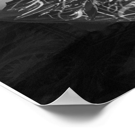 Lebensbaum Schwarz-Weiß-Ruhe Poster (Ecke)