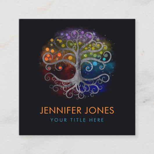 Lebensbaum Silberschwirl Quadratische Visitenkarte (Vorderseite)