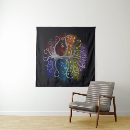 Lebensbaum Silberschwirl Wandteppich (Beispiel (Horizontal))