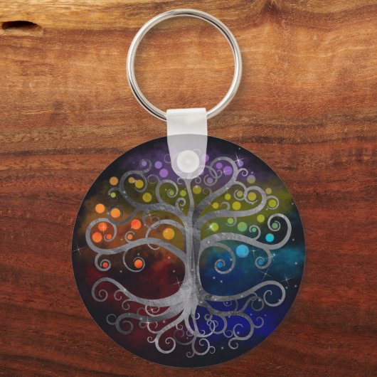 Lebensbaum Silberwirl Schlüsselanhänger (Vorderseite)