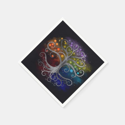 Lebensbaum Silberwirl Serviette (Ecke)